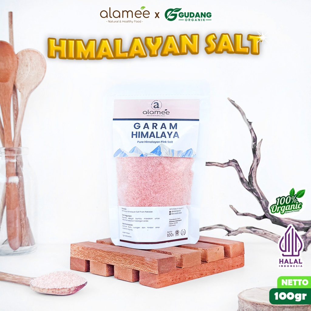 

ALAMEE Organic Himalayan Pink Salt Garam Himalaya Organik Sea Salt Asli Pakistan 100gr
