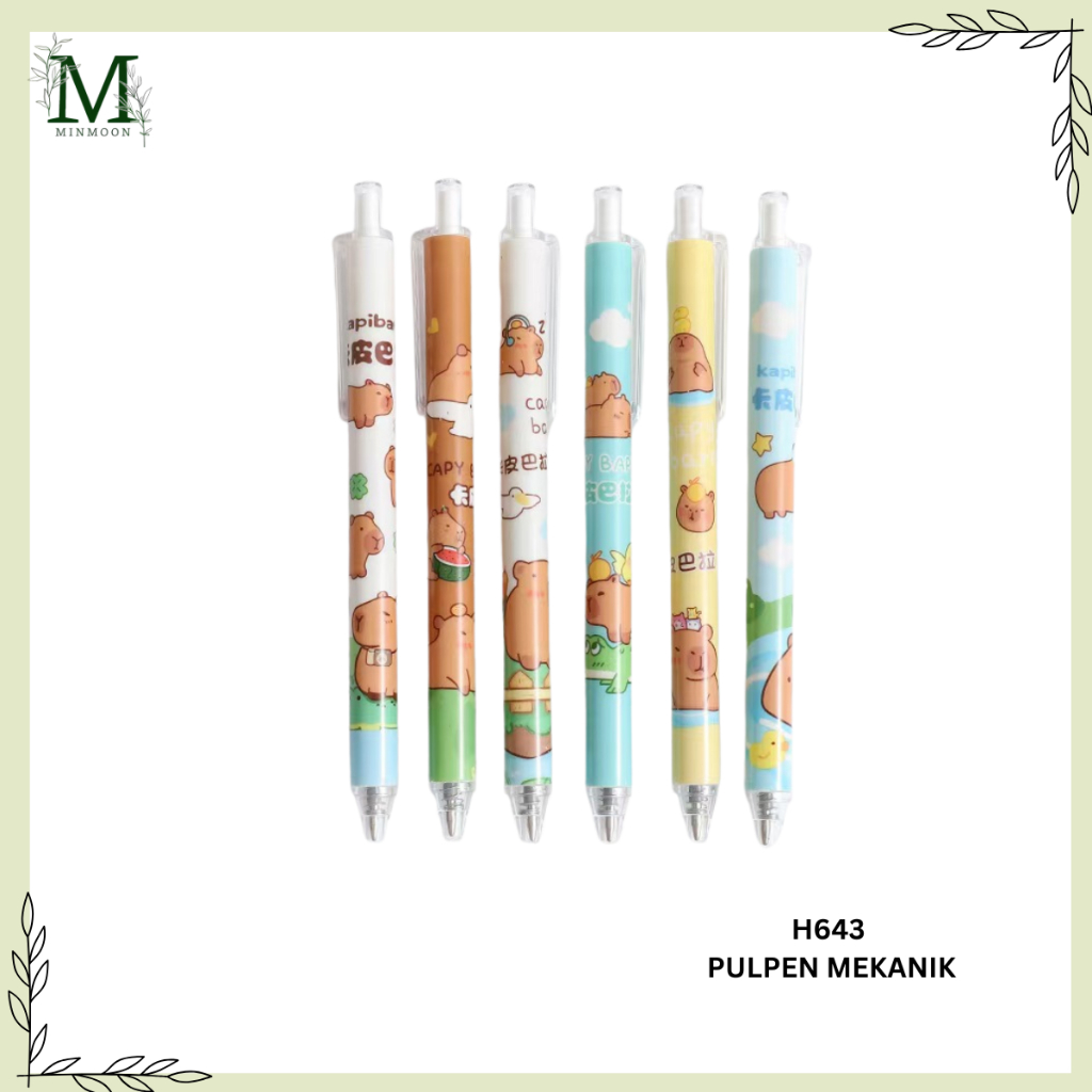 

MINMOON - PULPEN SET KARAKTER LUCU H643 PULPEN MEKANIK ISI 6PCS BOLPOIN GEL