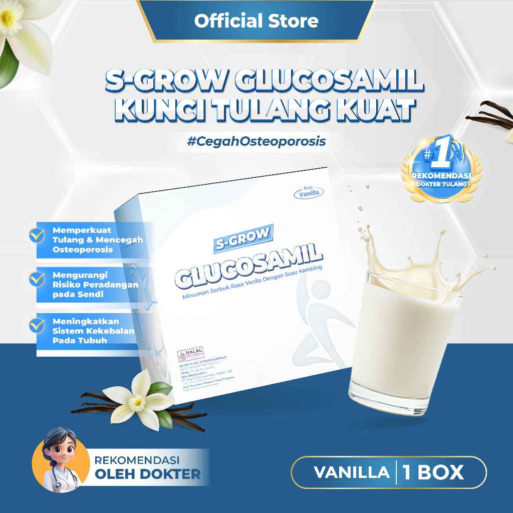 

S-GROW GLUCOSAMIL - Susu Bubuk Dewasa Vanila [Untuk Tulang & Sendi]