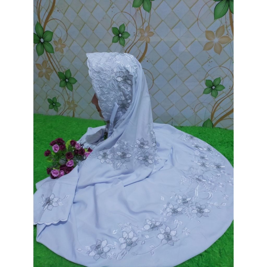 Mukenah FL, Putih Bordir