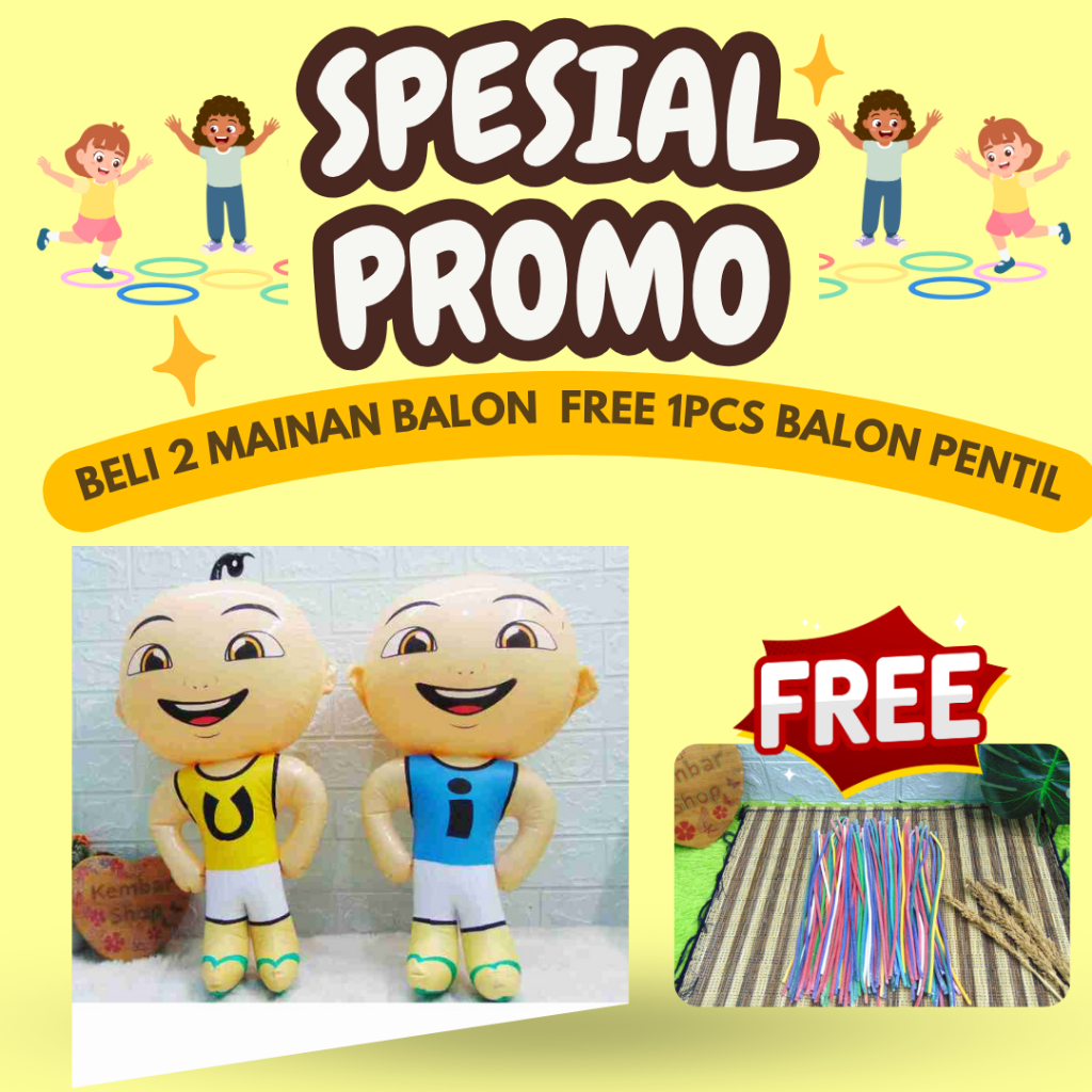 [BELI 2 GRATIS 1 BALON PENTIL] [JUMBO] Upin Ipin Ecer 1pcs Balon Tiup Kartun Anak Upin dan Ipin TIUP