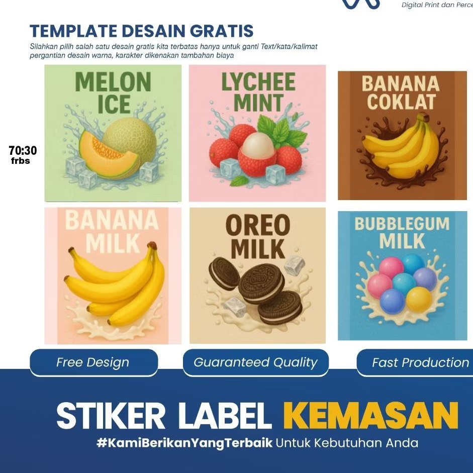 

cetak stiker logo kiku-ueet minuman bahan chromo/bontak tebal