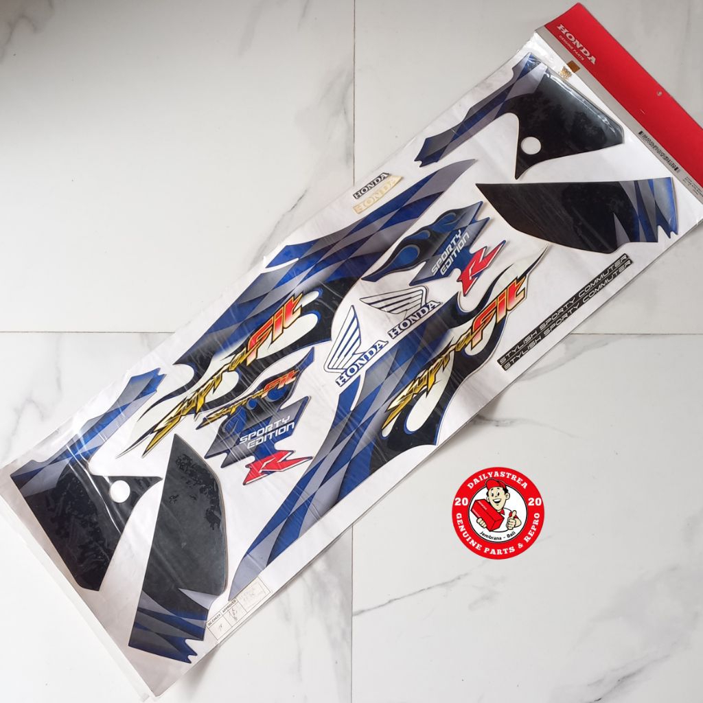 LIS STICKER STRIPING BODI BODY PUTIH BIRU HONDA SUPRA FIT R NEW CW SPORTY 2006 ORIGINAL 871X0-KTL-N1