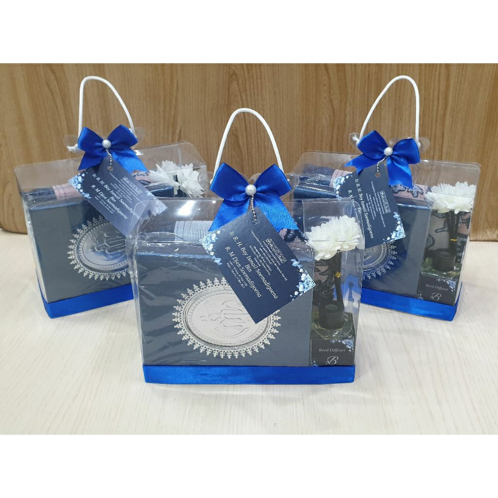 Hampers mengenang 40 hari alm/100 harian almarhum/souvenir yasin tahlilan/sajadah sablon custom/pake