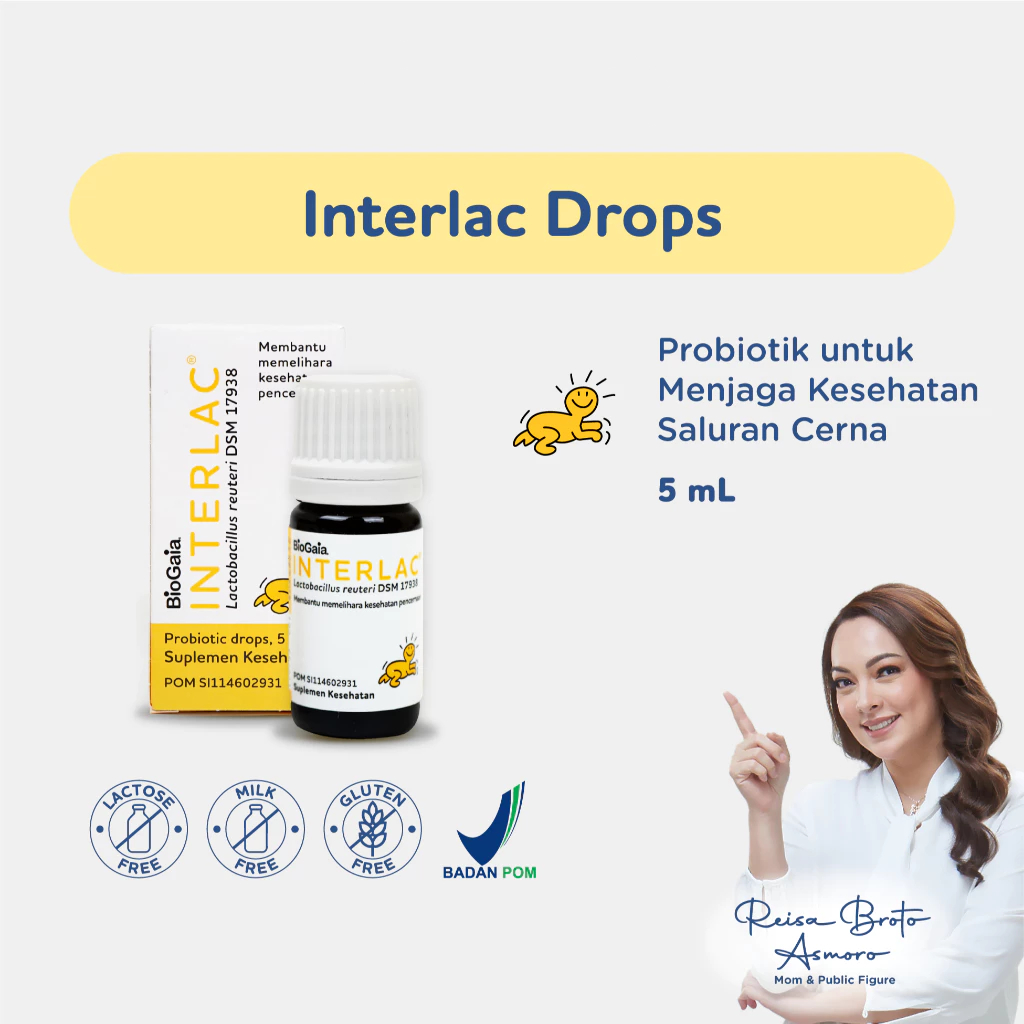 Interlac Probiotik Drops 5 ml - Interlac Drops - Menjaga Kesehatan Saluran Pencernaan Bayi dan Anak