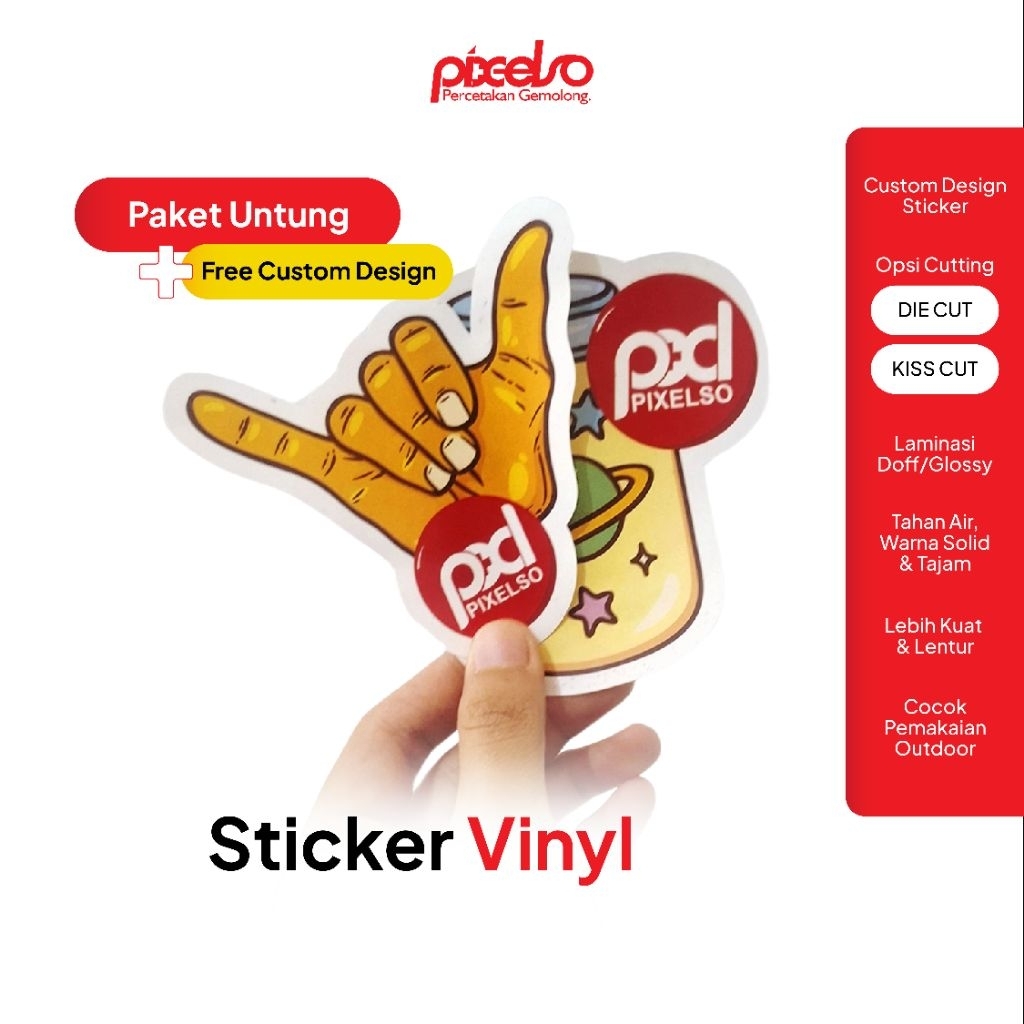 

Stiker Vinyl Custom A3+ Kiss Cut & Die Cut By Cetak Pixelso