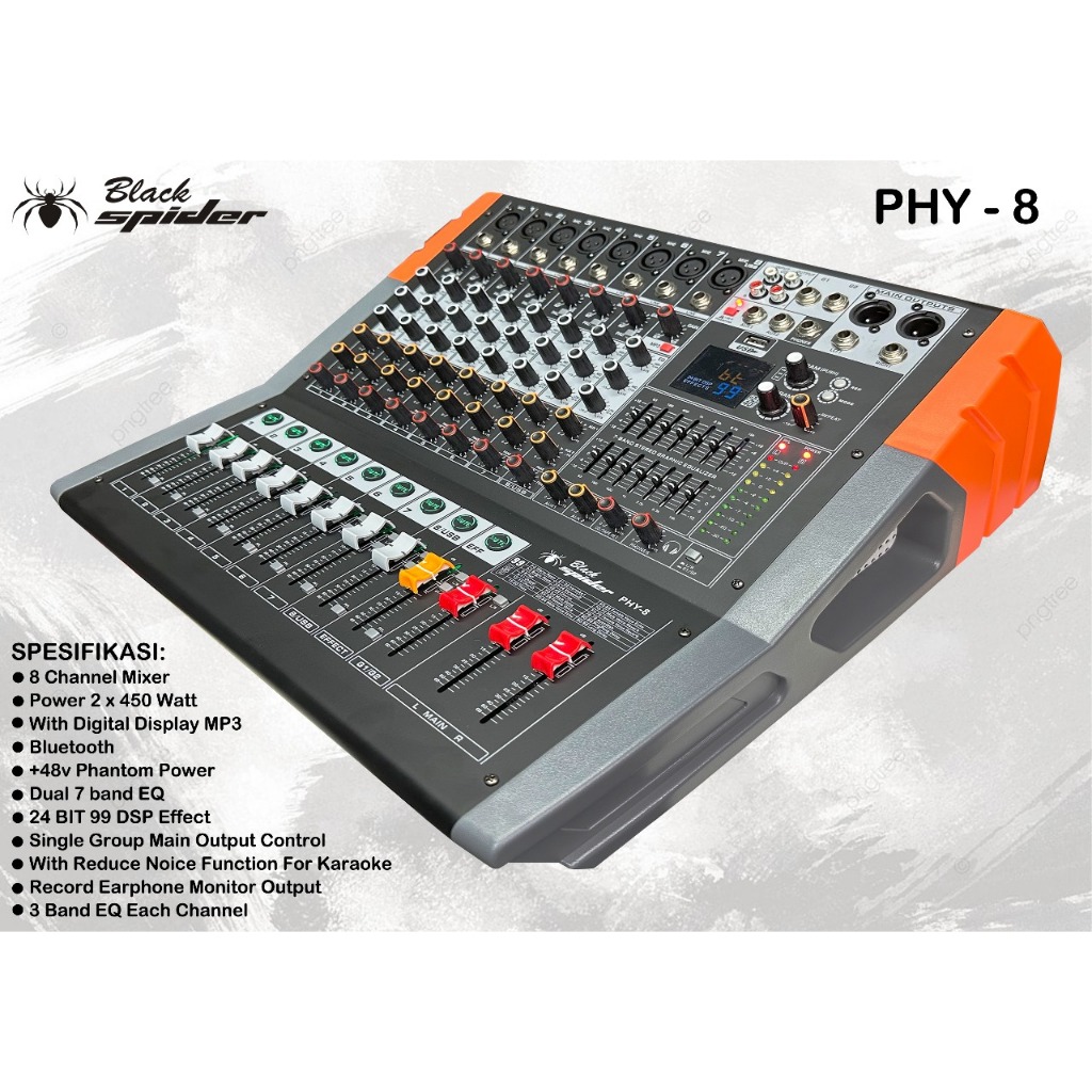 Power Mixer Black Spider PHY8 PHY-8 PHY 8 Channel 450W X 2 ORIGINAL