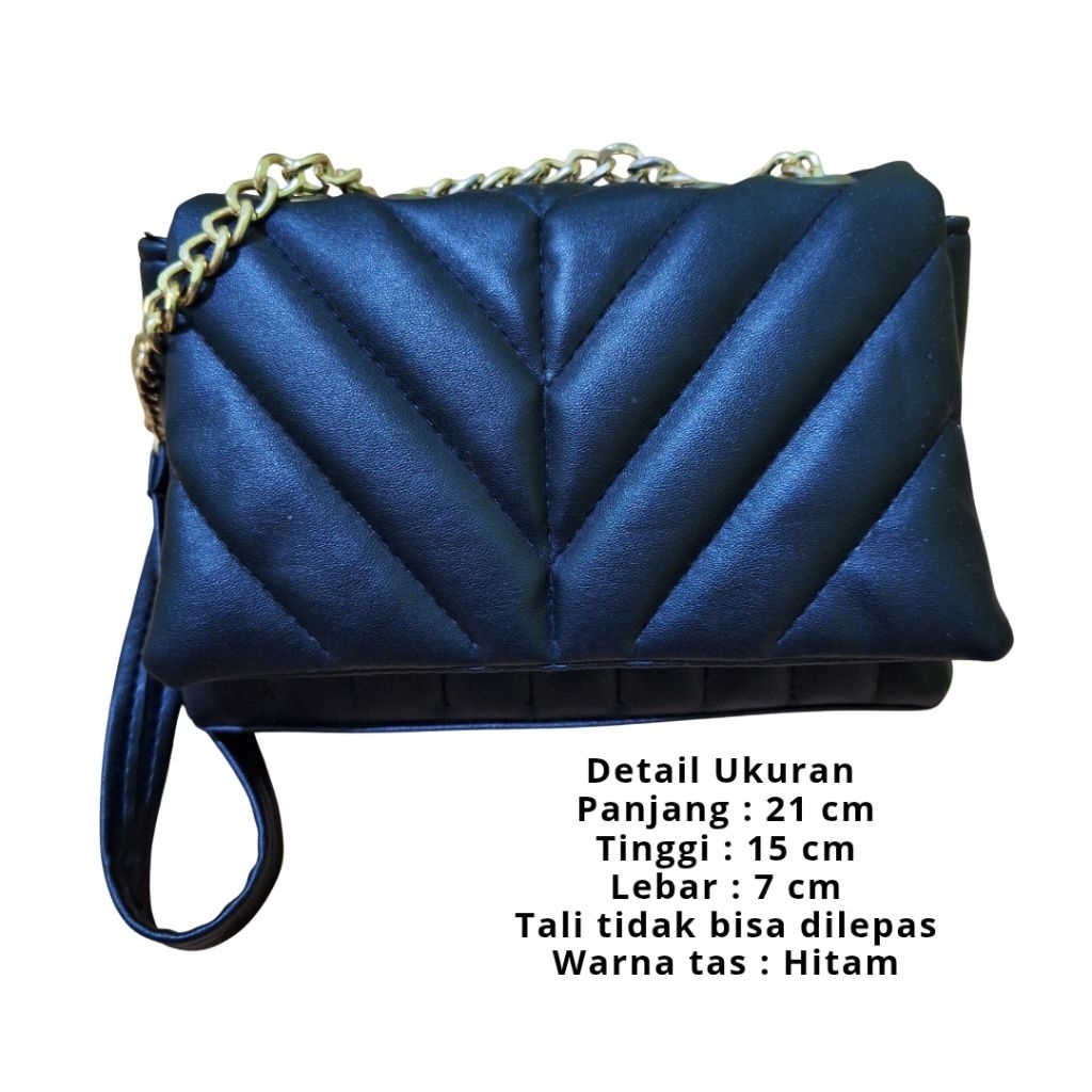 PRELOVED TAS RANTAI HITAM PREMIUM/SLINGBAG HITAM/TAS HITAM BANTAL KALTIM