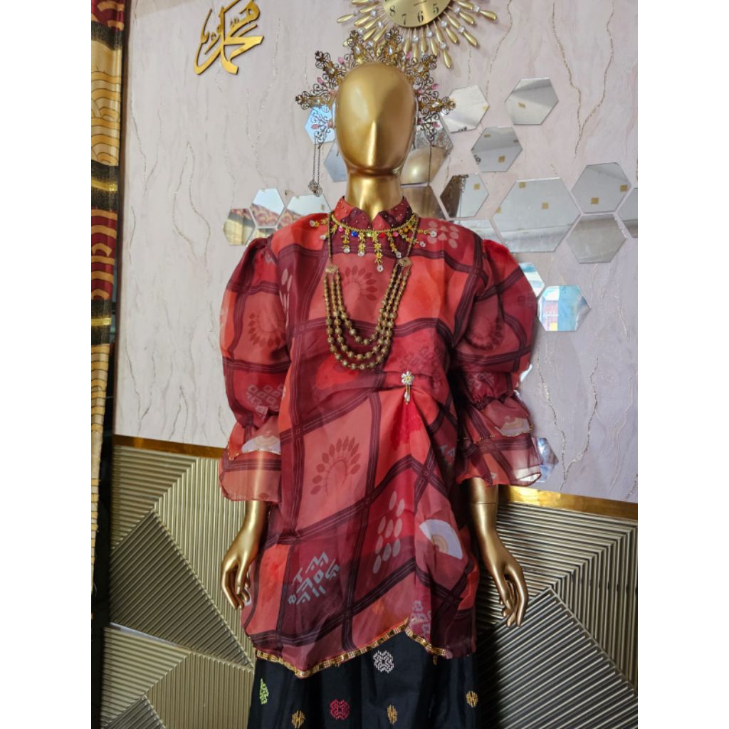 Baju Bodo Printing Organza Bunga Lagosi