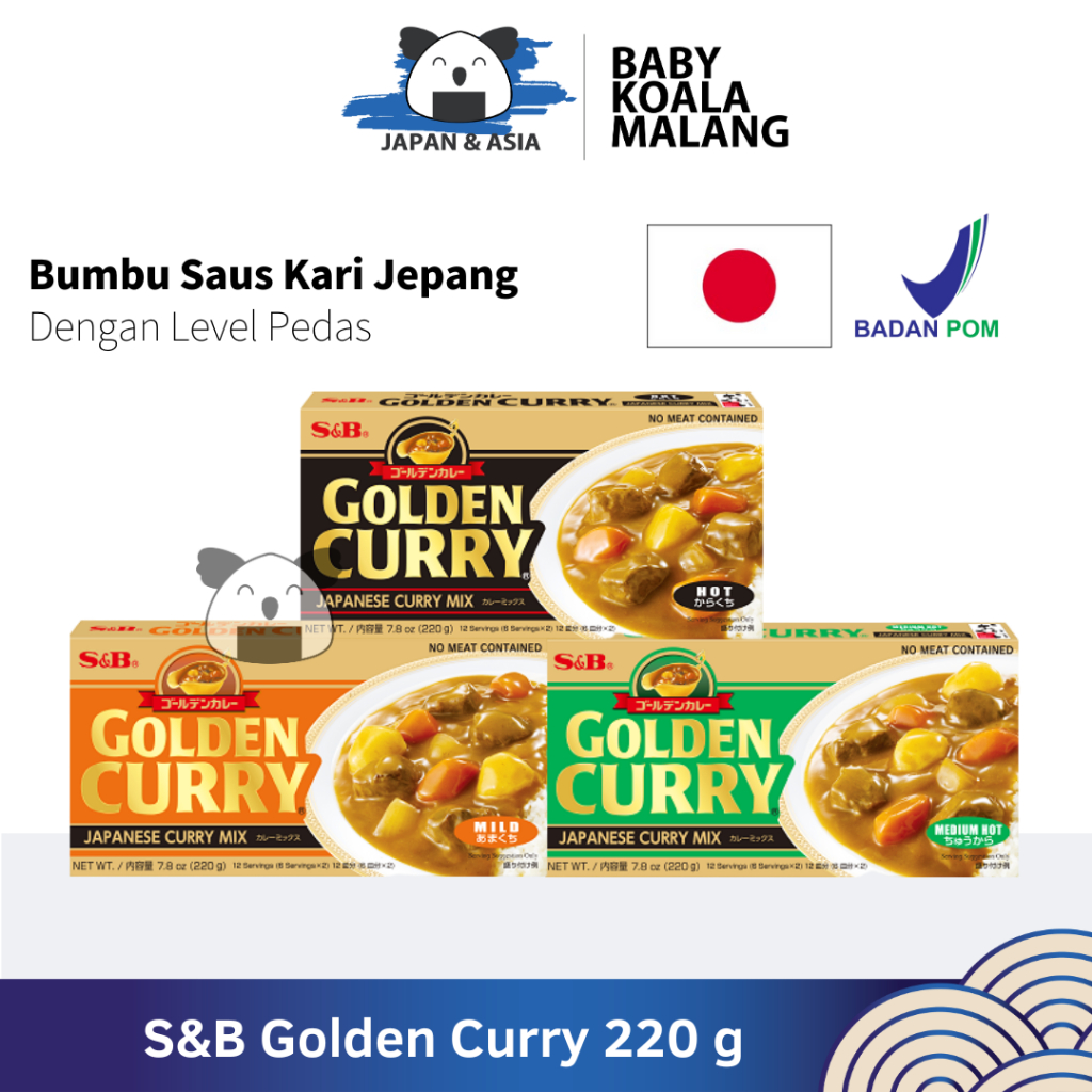 

S&B GOLDEN CURRY Mix Hot Medium Mild 220 g | Japan Cury Pedas Kare Jepang -Malang