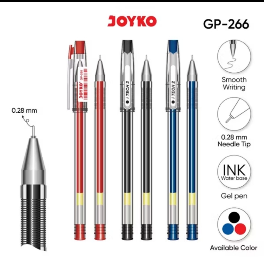 

Gel Pen 1 Pcs Pulpen Joyko Pena Jel GP 266 iTech 2 0.28mm