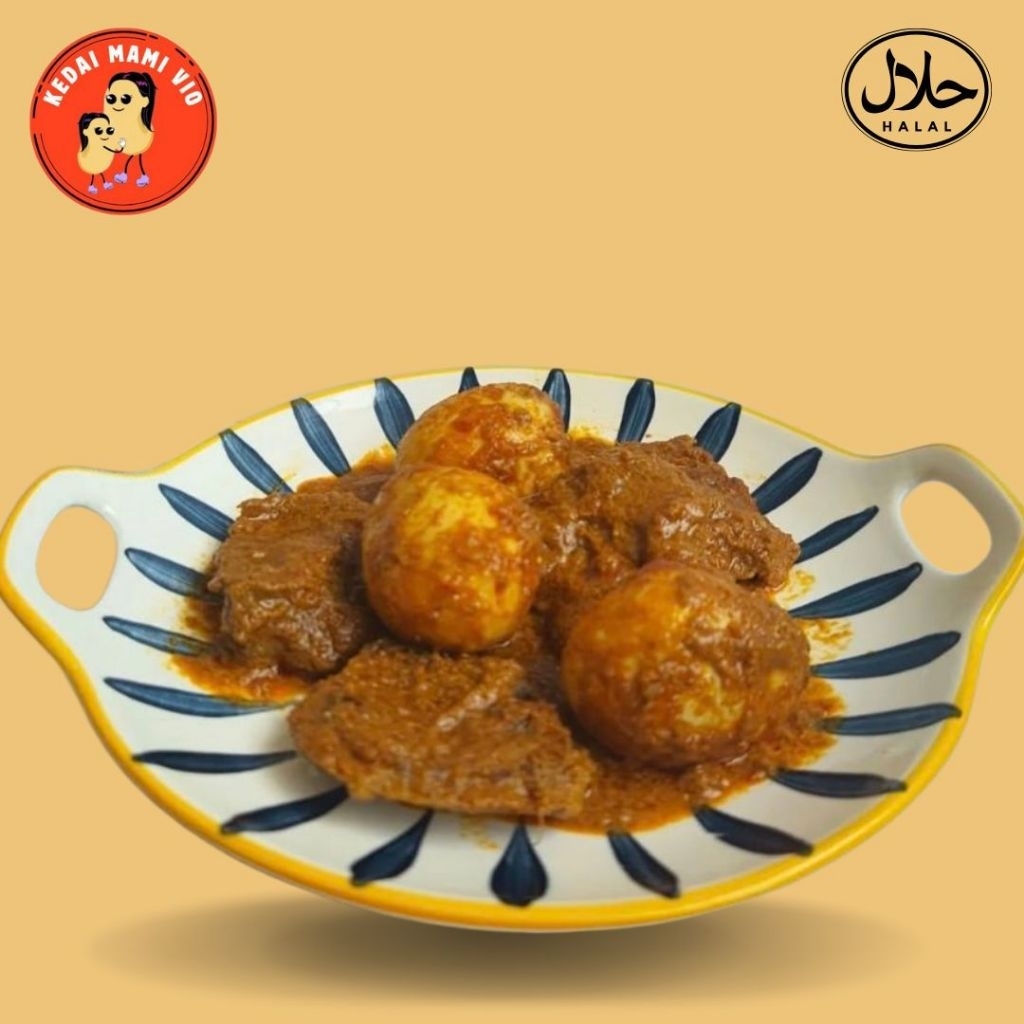 

rendang telur bulat bumbu rendang sapi kedai mami vio karawang