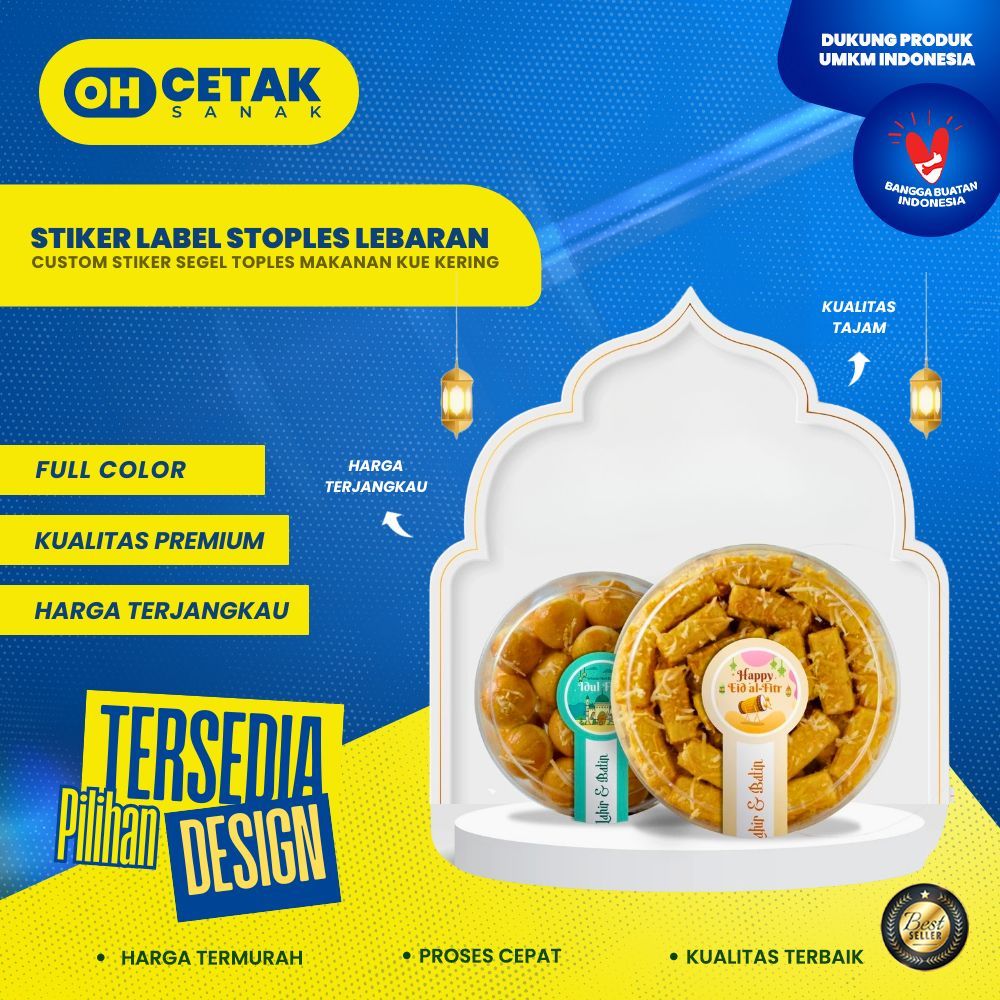 

Stiker Label Toples Lebaran / Cetak Segel Kue Kering / Sticker Stoples Idul Fitri Custom Murah