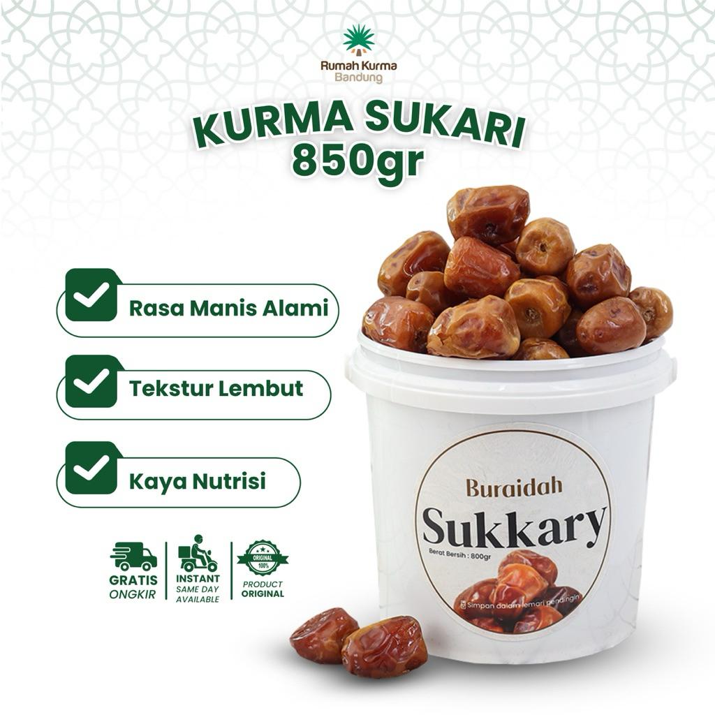 

Kurma Sukari Ember 850 gram Buraidah Original Sukari Original Asli Al Qassim Madinah Arab Saudi Sukari Basah Lembut