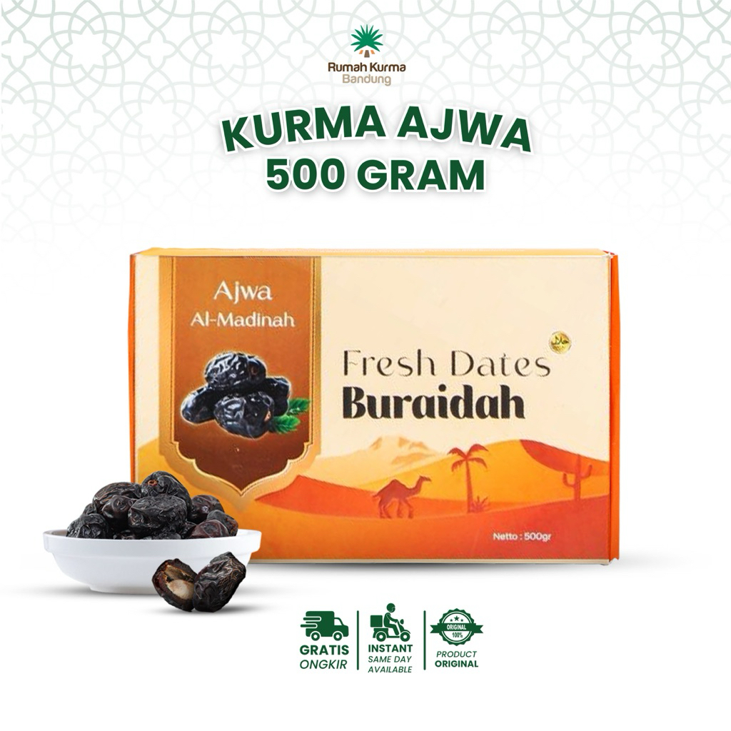 

Kurma Ajwa 500 Gram Original Madinah Organik Kurma Nabi Medium Buraidah