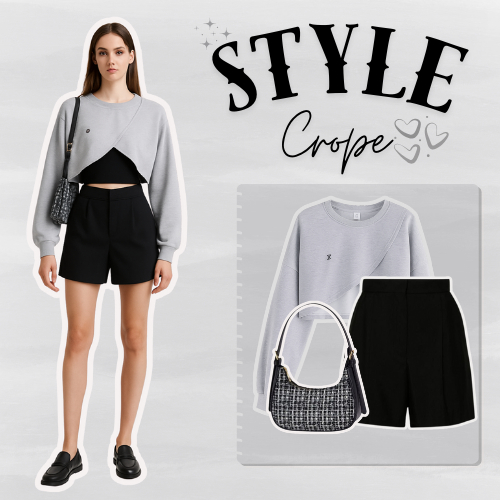 Crop Top OneSet Terkini|Ootd Korean Looks|Sling Crope Jennie+Celan+Shoulder Bag Premium