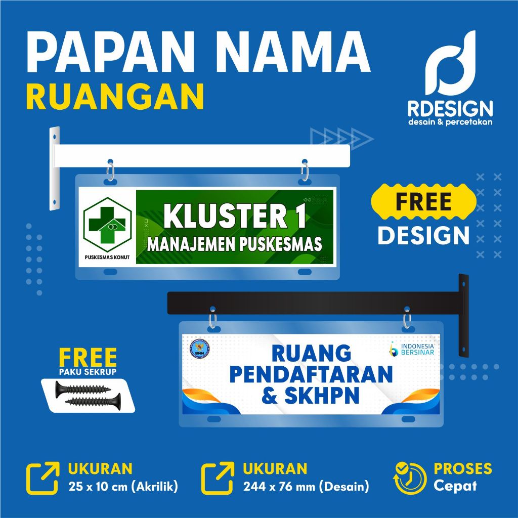 PAPAN NAMA RUANGAN GANTUNG AKRILIK