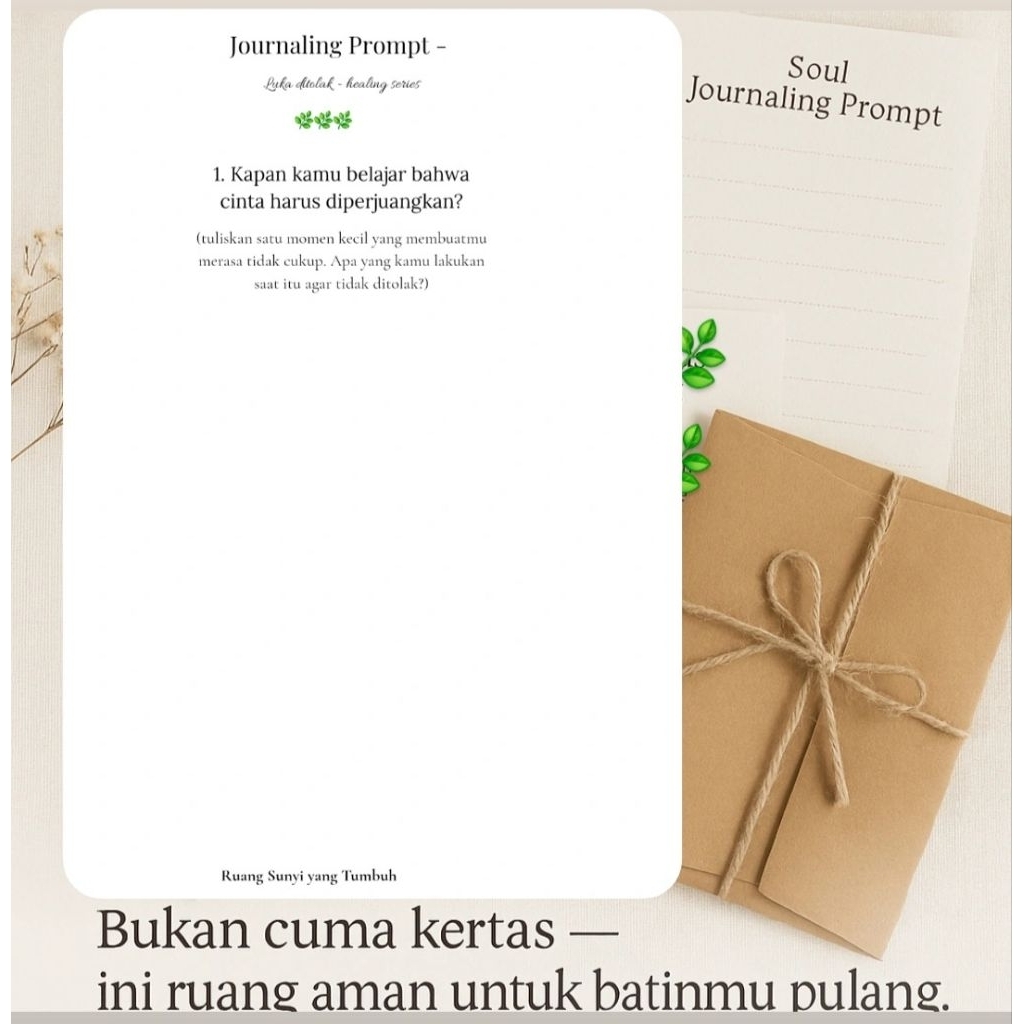 

Soul Journaling Kit (6 Prompt + Panduan + Amplop Estetik) | Luka ditolak