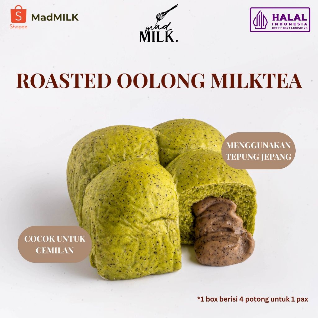 

Roti Sobek Mini Milkbuns Madmilk | Roasted Oolong MilkTea Isi 4 | Super Lembut & Premium
