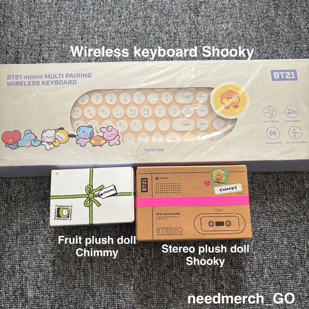 BT21 Minini Shooky Chimmy Plush Doll Fruit Stereo Keyboard Wireless Figure Marine