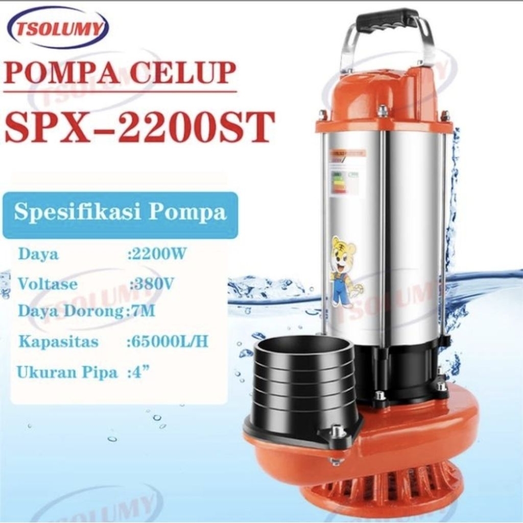 POMPA CELUP SOMY SPX-2200ST 4" MANUAL 380V POMPA CELUP AIR KOTOR/BERSIH