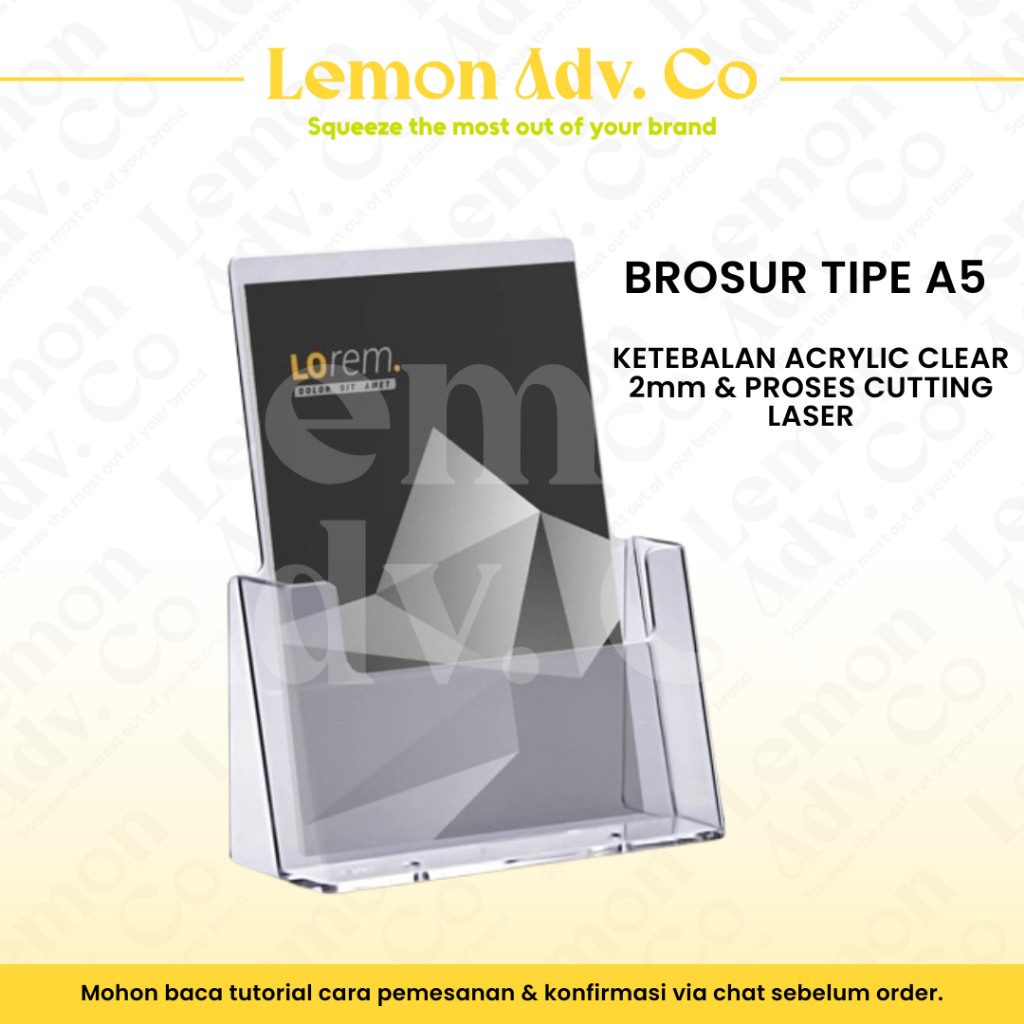

Rak Brosur Akrilik A5 / Display Menu Meja / Acrylic Flyer Holder