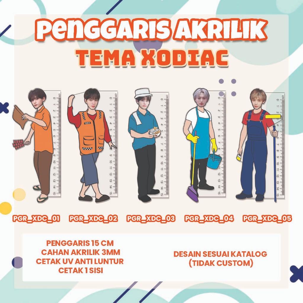 

PENGGARIS UNIK VIRAL LUCU - PENGGARIS AKRILIK KPOP- Group XODIAC- kode PGR_XDC