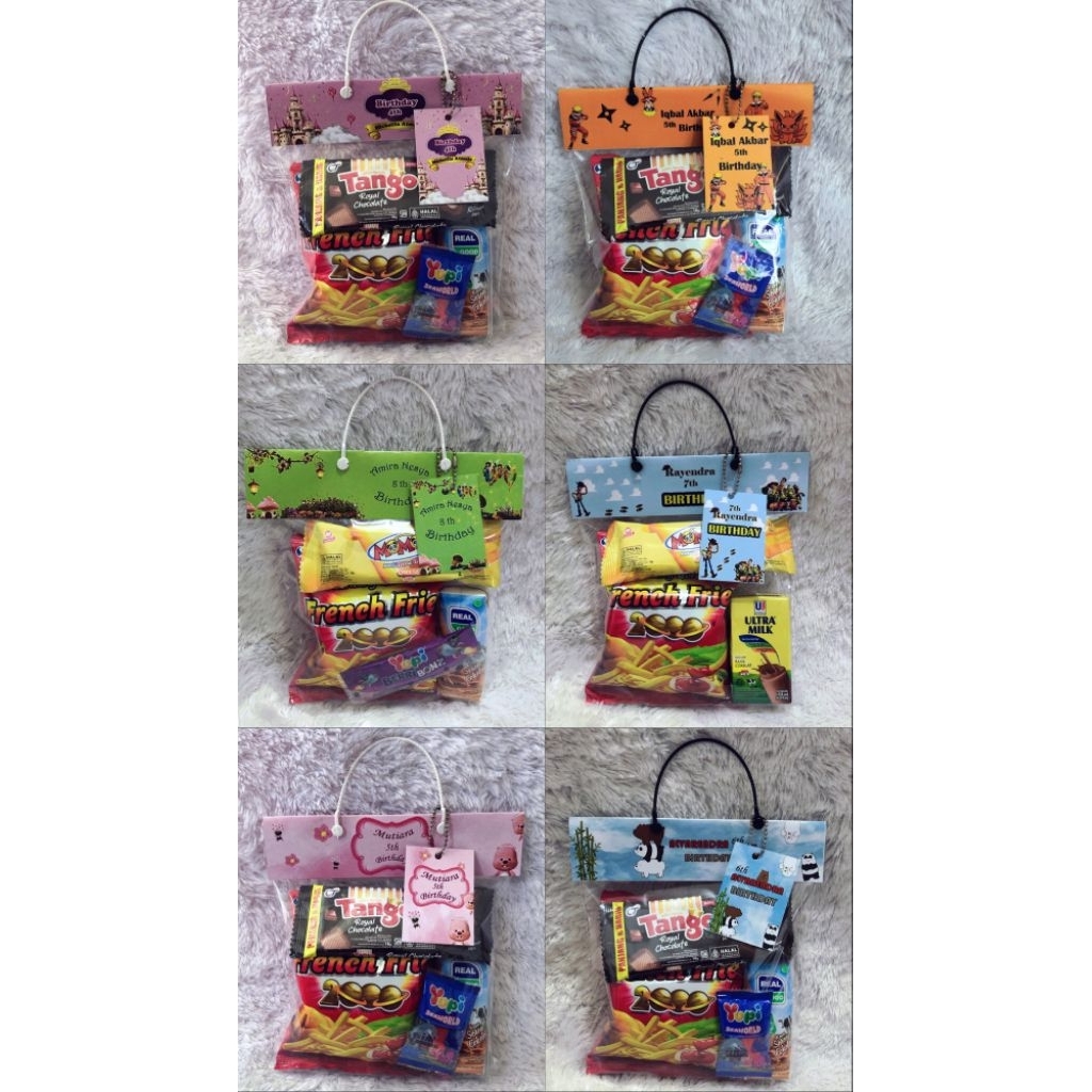 

Hampers Snack Murah Meriah/Paket Goodie Bag Ulang Tahun/ Paket Snack Ulang Tahun/ Plastik Snack dan Label Ulang Tahun
