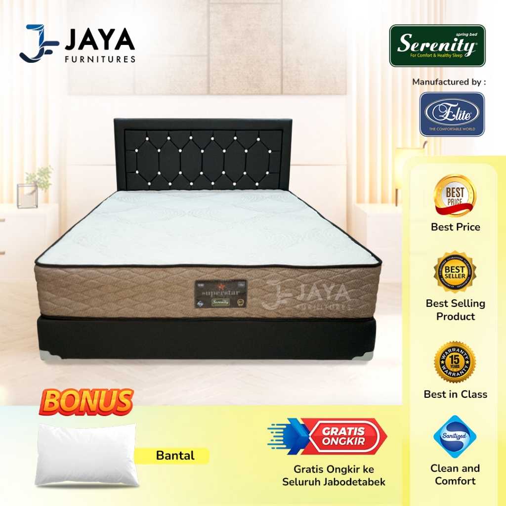 ELITE SPRINGBED KASUR MATRAS MATTRESS SERENITY SUPERSTAR FULL SET