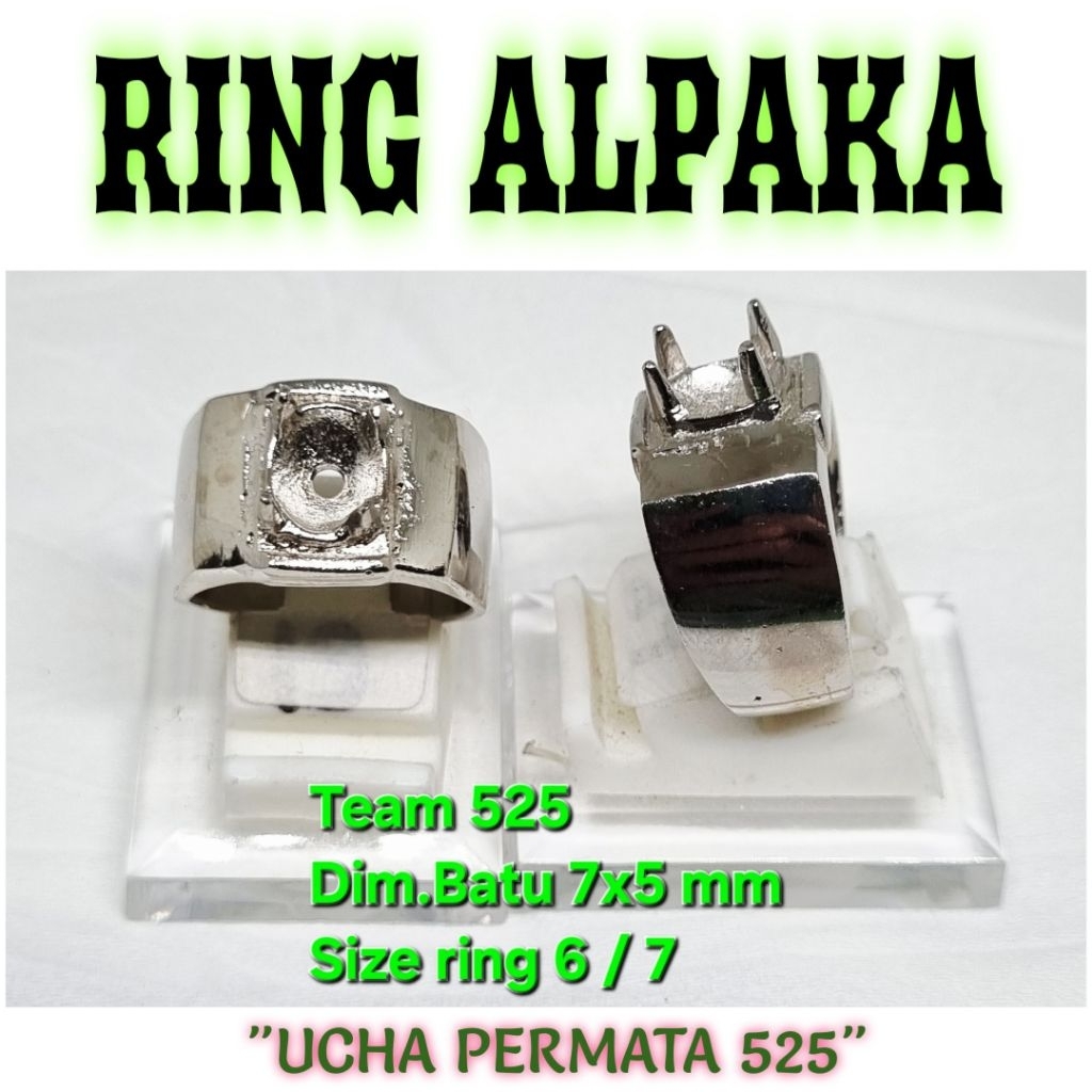 Ring emban alpaka super dim 7x5 mm cakar gigi polos / pengikat ring cincin batu akik eceran