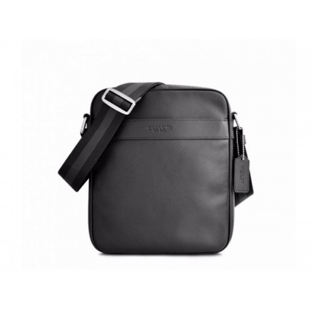 CCH Men F54782 Leather Shoulder Crossbody Flight Bag - Black