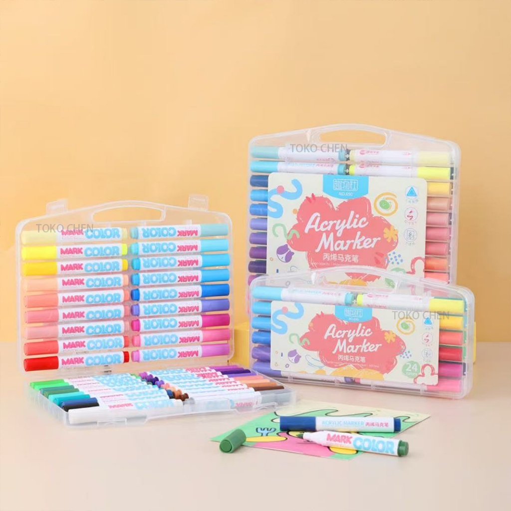 

DIY Spidol Mini Set 12 Warna Traveling Mewarnai Cat Acrylic Kuas Pallete Alat Warnai