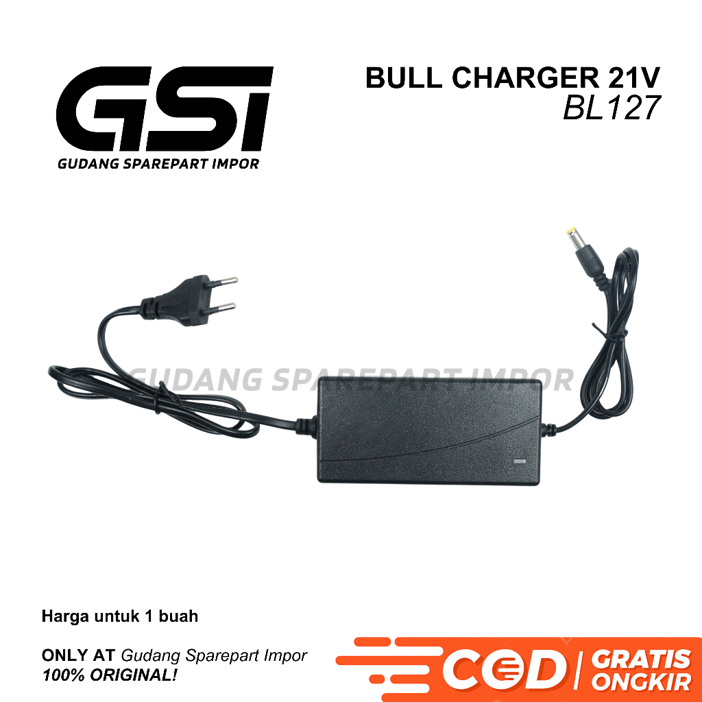 BULL Charger 20v / 21v BESAR Impact Wrench / Adaptor Charger Bor Cordless / Casan Baterai Bor