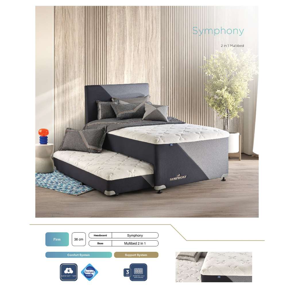 Kasur Sorong 2 in 1 90–140×200 cm Elite Symphony Latex – Pocketed Coils, Medium, Atas 65 cm/Sorong 2