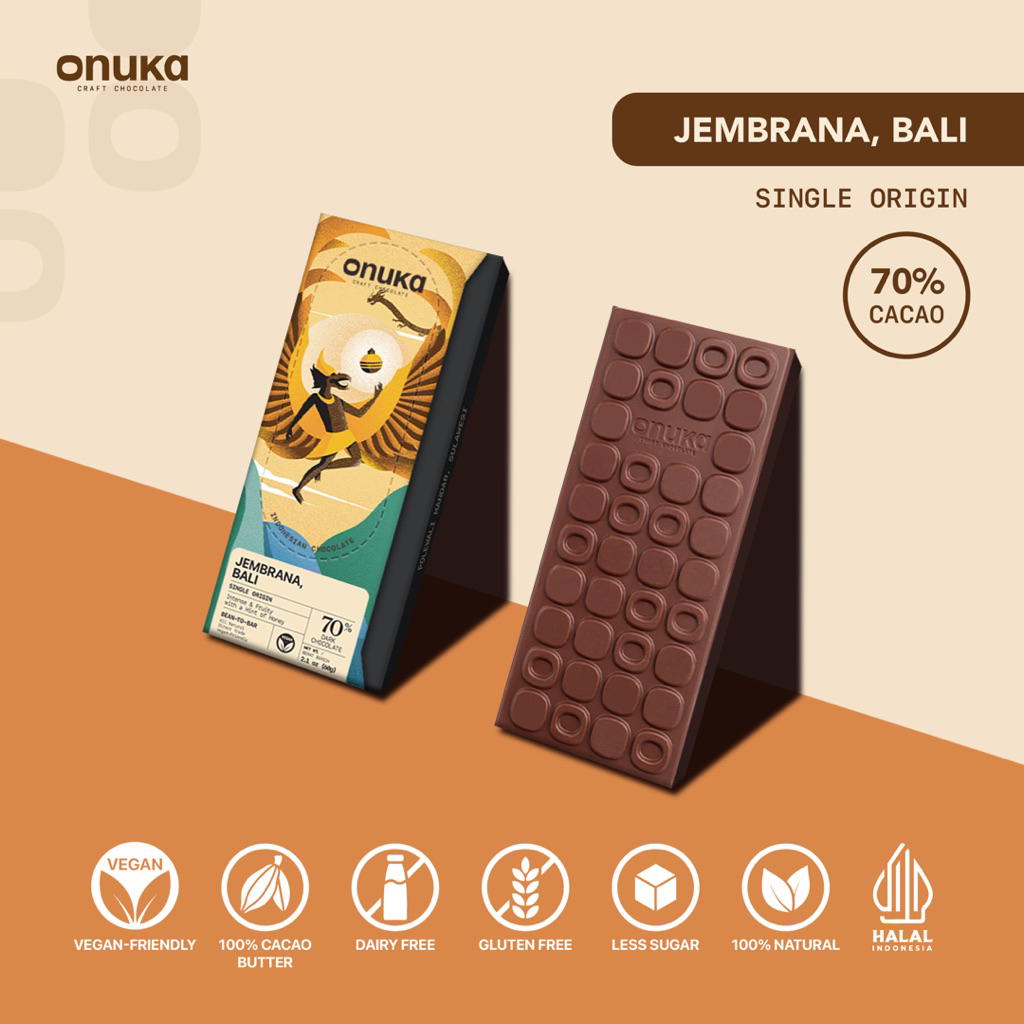 

Onuka Single Origin 70% Dark Jembrana, Bali 60g / Coklat Asli Rendah Gula / Coklat Sehat / Diet Keto