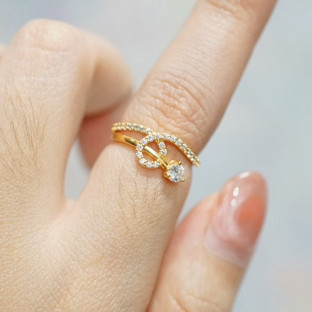 Cincin Emas Permata Dubai Bunga Kerawang Cincin Emas Mewah‼️ Terbaru Limited Edition Emas Kadar 700