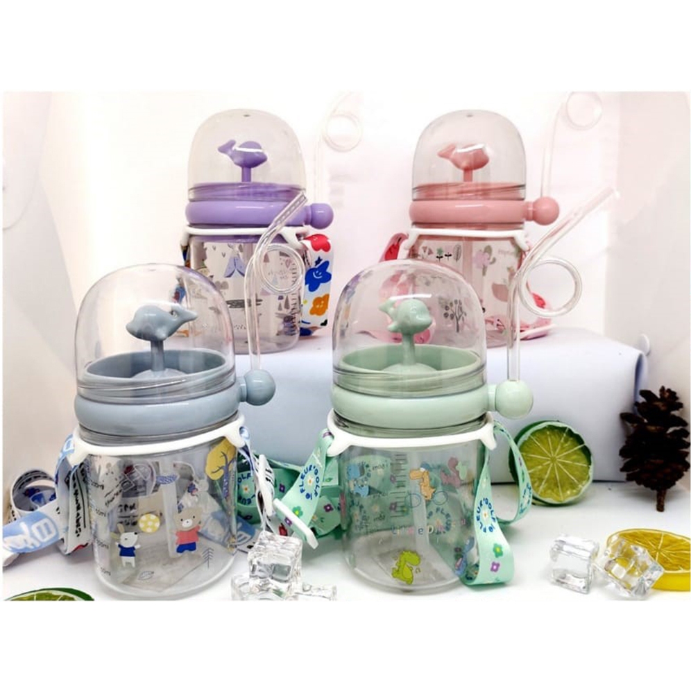 COD Joy Mart Botol Lumba Air Mancur Minum Sedotan Paus Lumba Anak BPA FREE NEW TRENDY 250ml