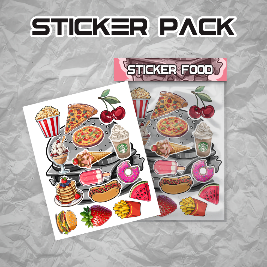 

Stiker lucu Kartun food vinyl Anti Air Stikers Berperekat Waterproof buat Motor Helm Buku Journal
