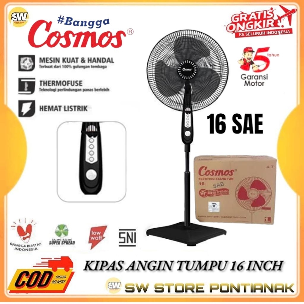 COSMOS KIPAS ANGIN TUMPU 16 INCH 16 SAE / KIPAS ANGIN BERDIRI COSMOS 16" 16SAE / COSMOS KIPAS ANGIN 
