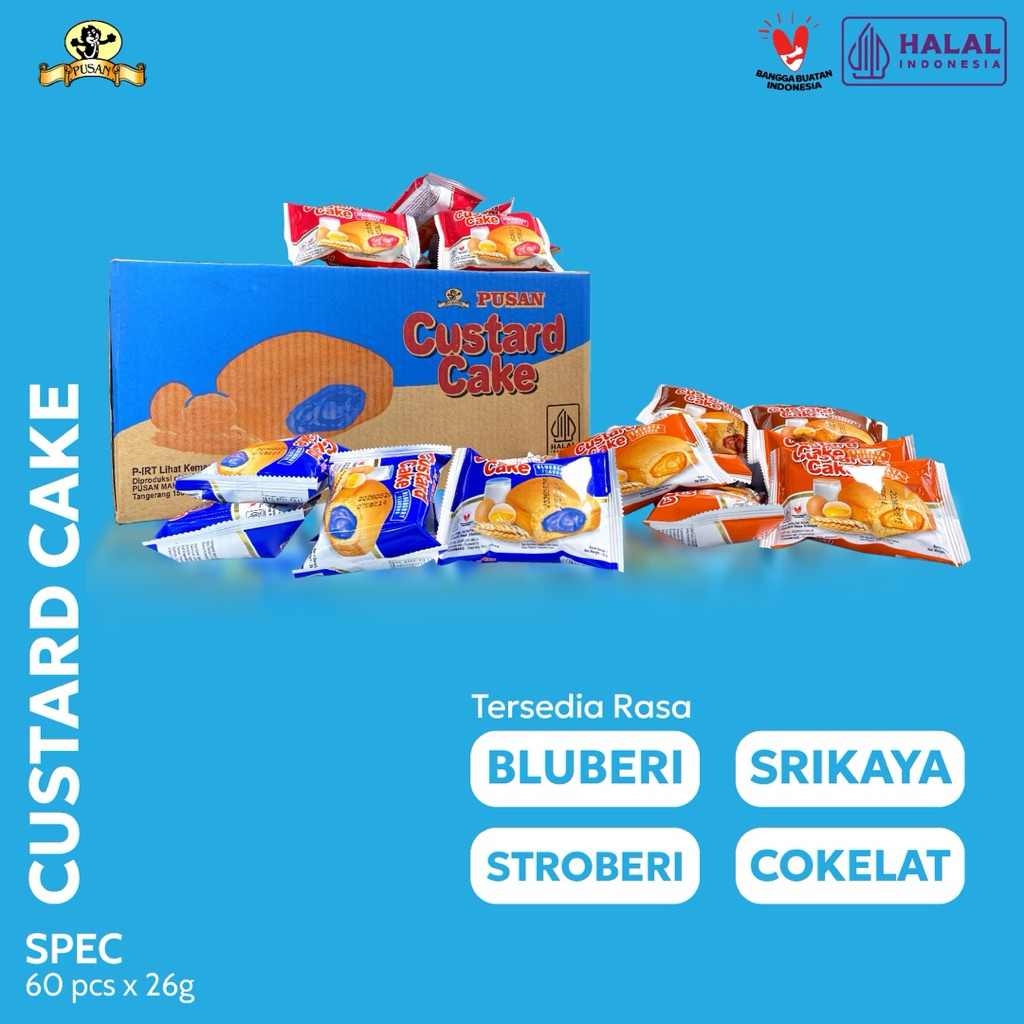 

[ 1 DUS ISI 60PCS, >2 DUS WAJIB BELI KARUNG ] CUSTARD CAKE KUE LEMBUT PUSAN HALAL