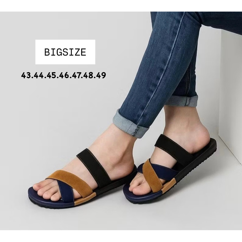 MK X 032Black Sandal Big Size Pria 44-45-46-47-48-49 Jepit Cowok Remaja Super Jumbo Ukuran Besar/ Je