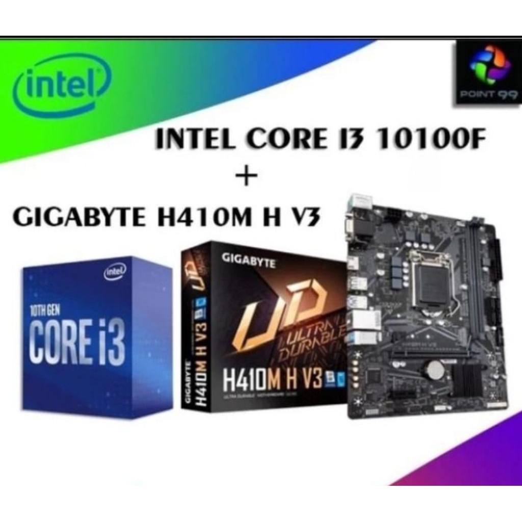 Paket Intel Core i3 10100F  + Motherboard H410M + VGA (Box resmi)