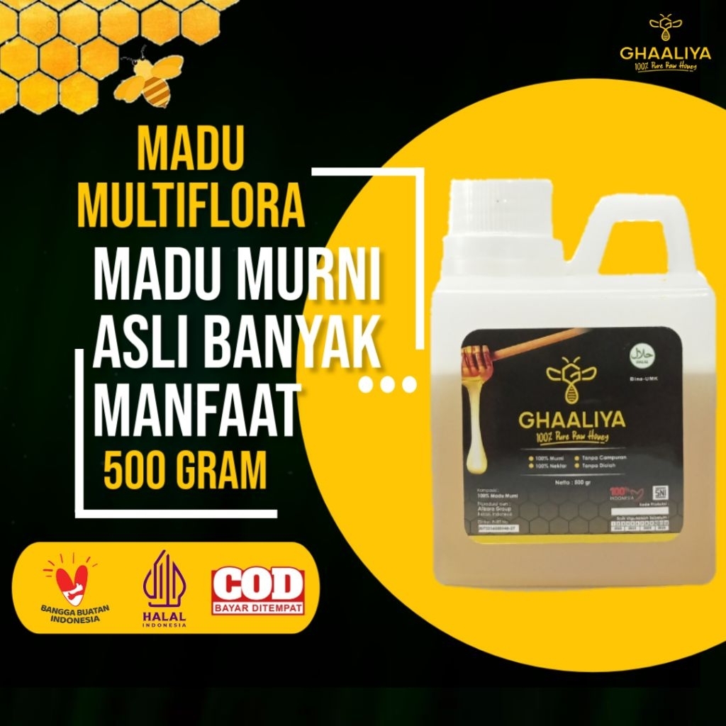 

Madu Murni Asli Nektar Mutiflora 500gram