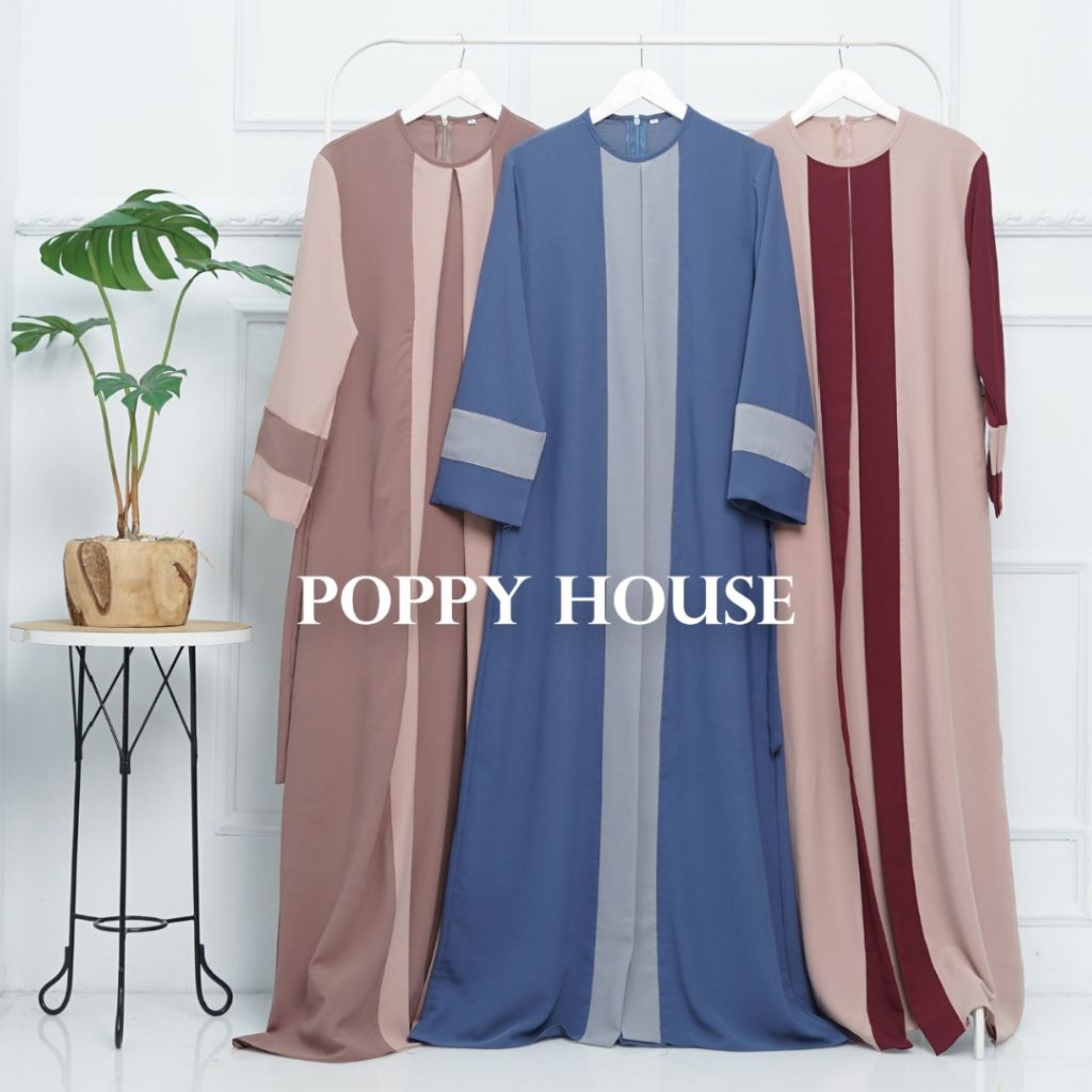 Gamis Abaya Polos List Tangan Bahan Sabrina