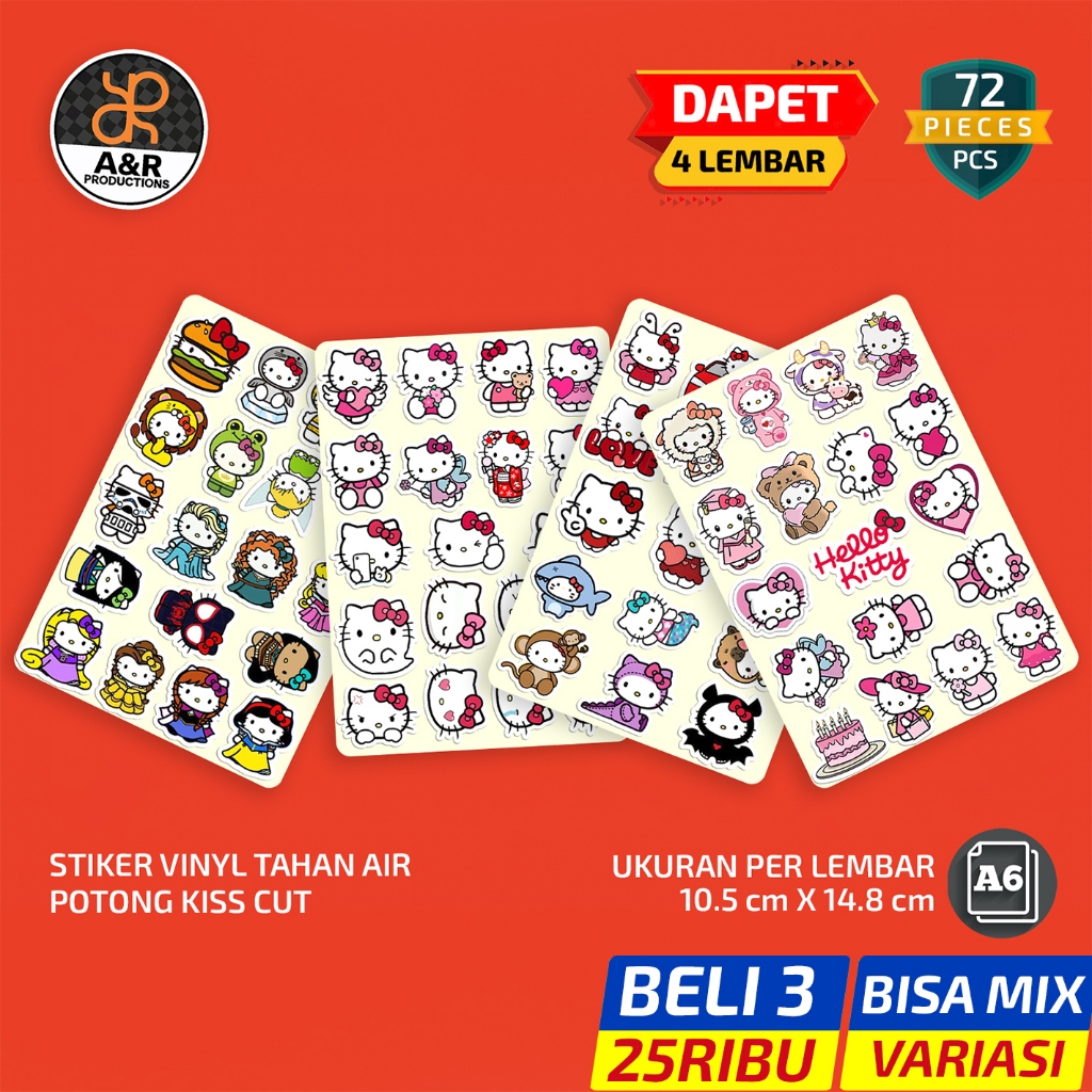 

Stiker Hello Kitty Lucu, Stiker Sanrio, Potong Pola Kiss Cut – Vinyl Tahan Air, Siap Tempel