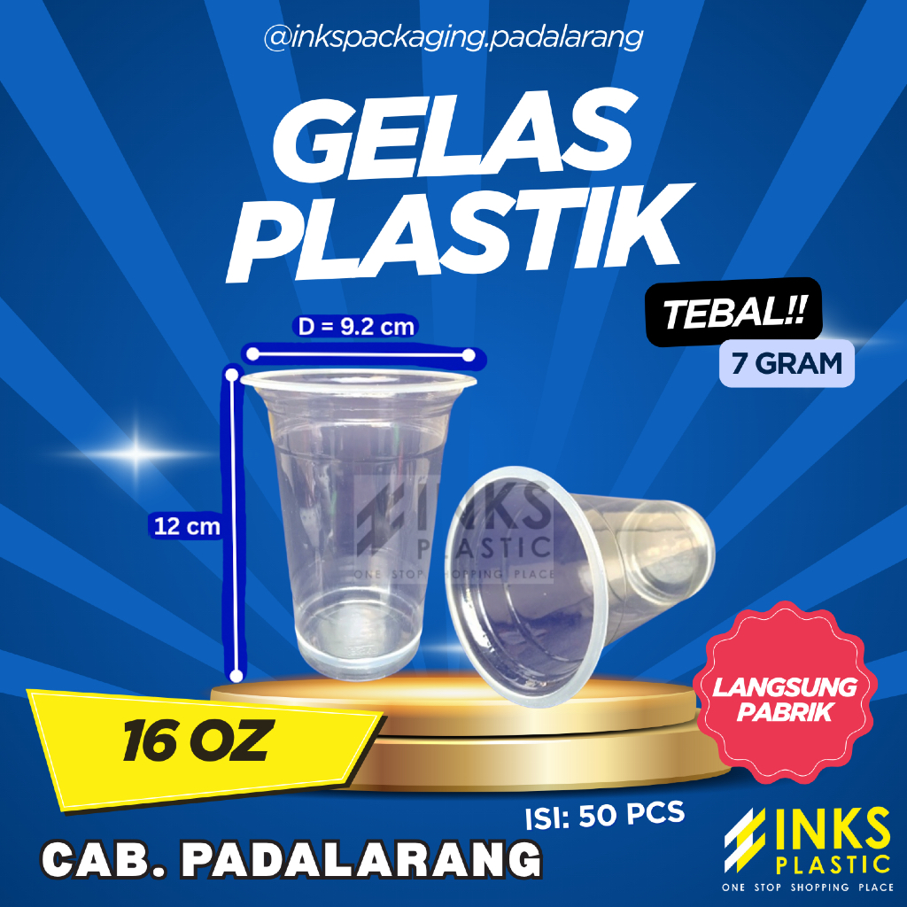 GELAS PLASTIK TEBAL 7 GRAM 16 OZ