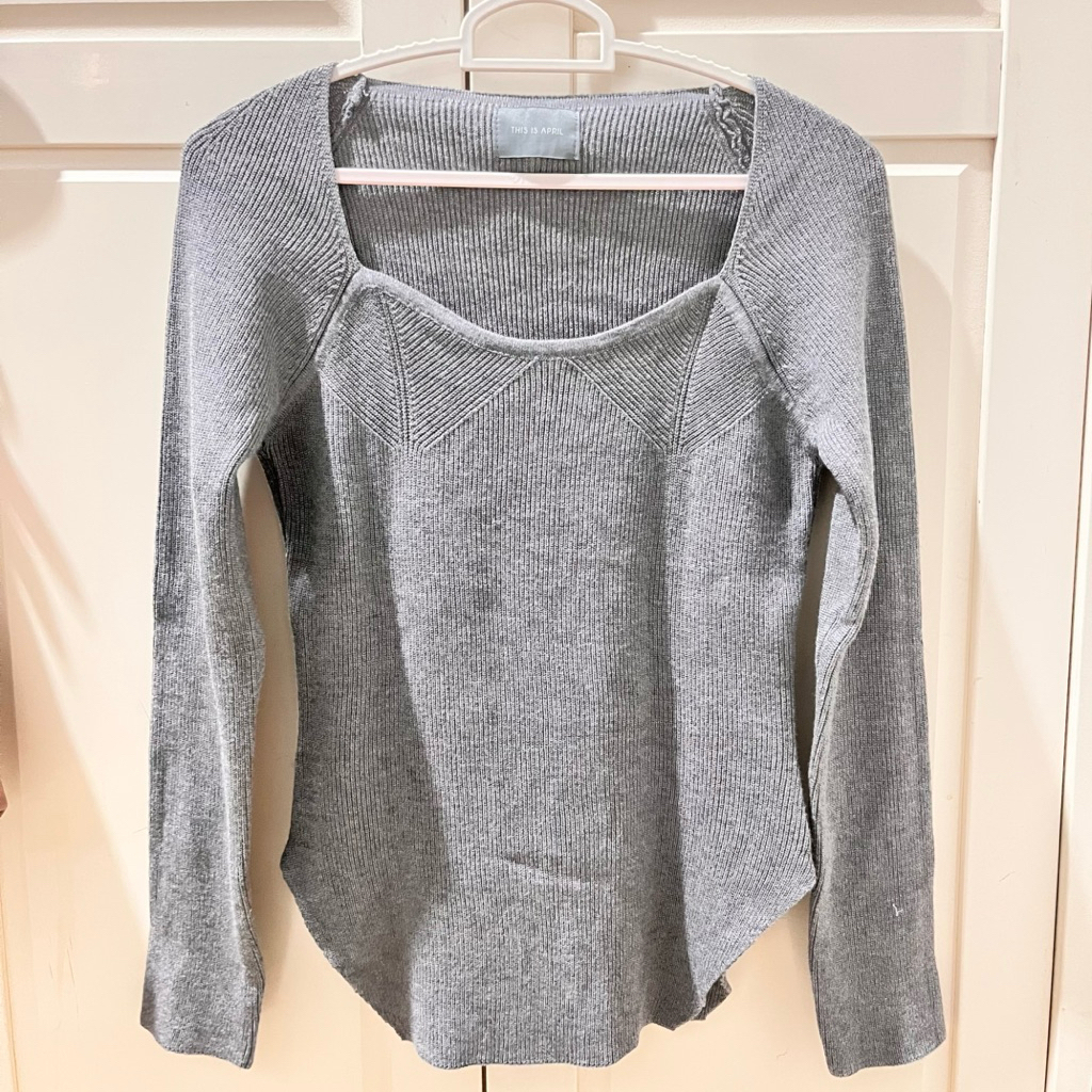 ( BACA DESKRIPSI )PRELOVED THIS IS APRIL X MAHALINI | THE STAGE 5 GREY TOP | ATASAN SLIMFIT WANITAC