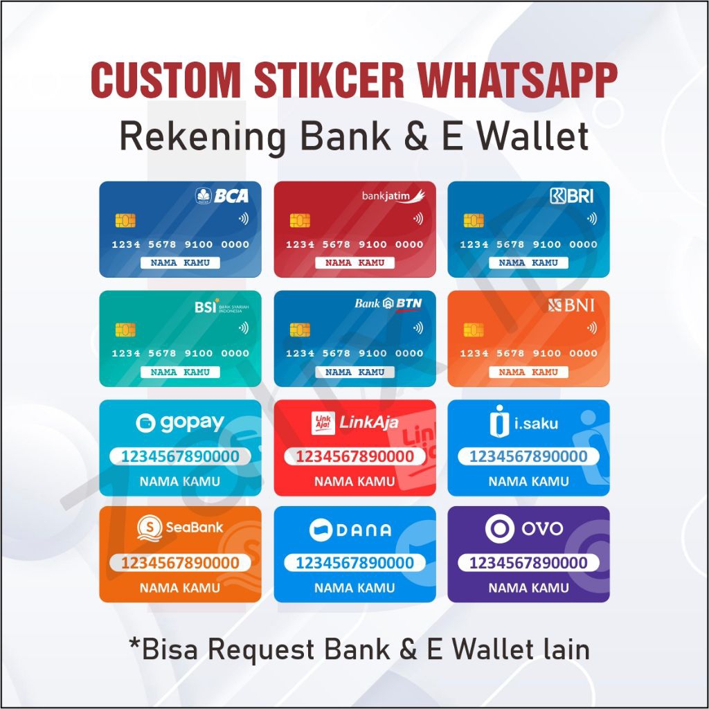 Jasa Custom Stiker Wa Rekening Bank
