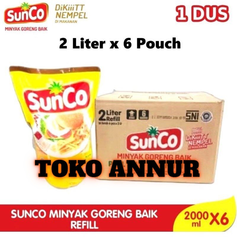 

Minyak goreng sunco kemasan 2lt premium 1dus,varian minyak goreng