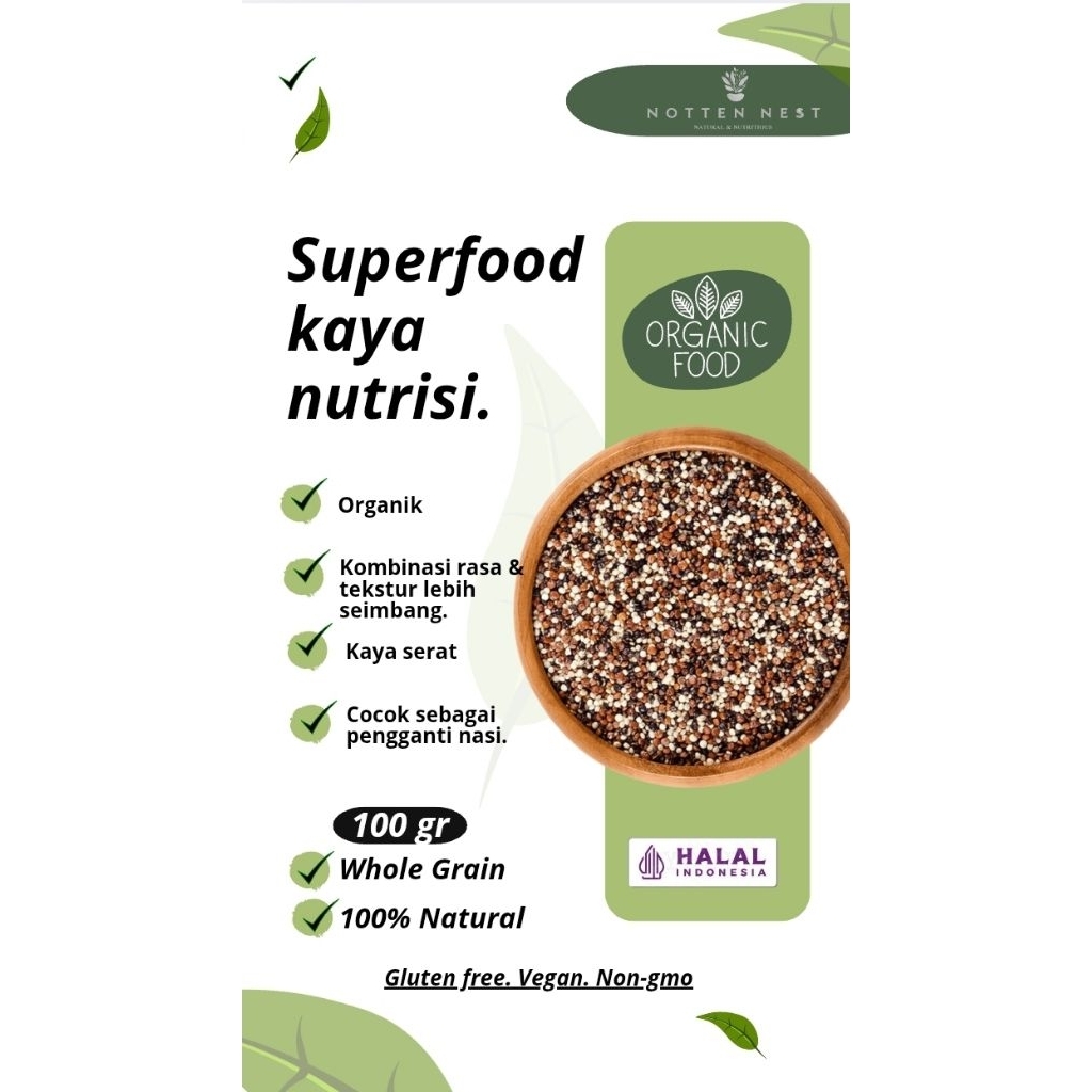 

Quinoa Tiga Warna 100gr | Tricolor Quinoa | Camilan & Campuran Makanan Diet